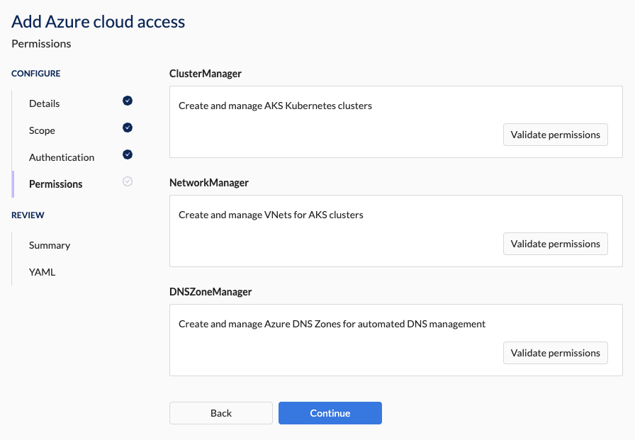 Permissions Section Permissions Section
